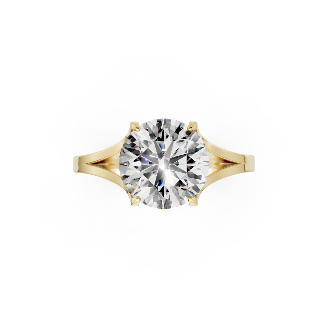 Round Cut Minimalist Split Shank Ring
