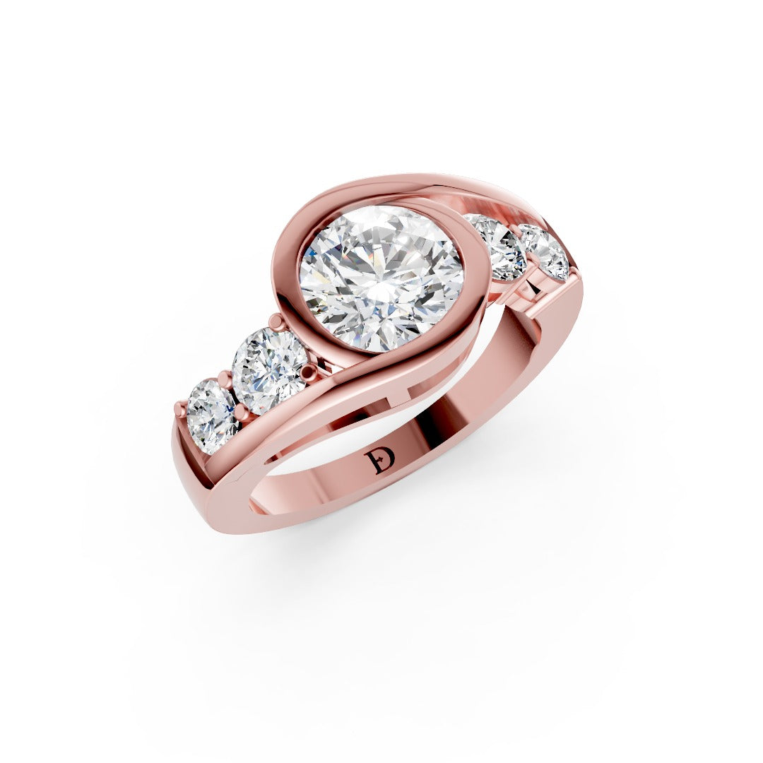 Unique Five-Stone Round And Round Diamond Ring