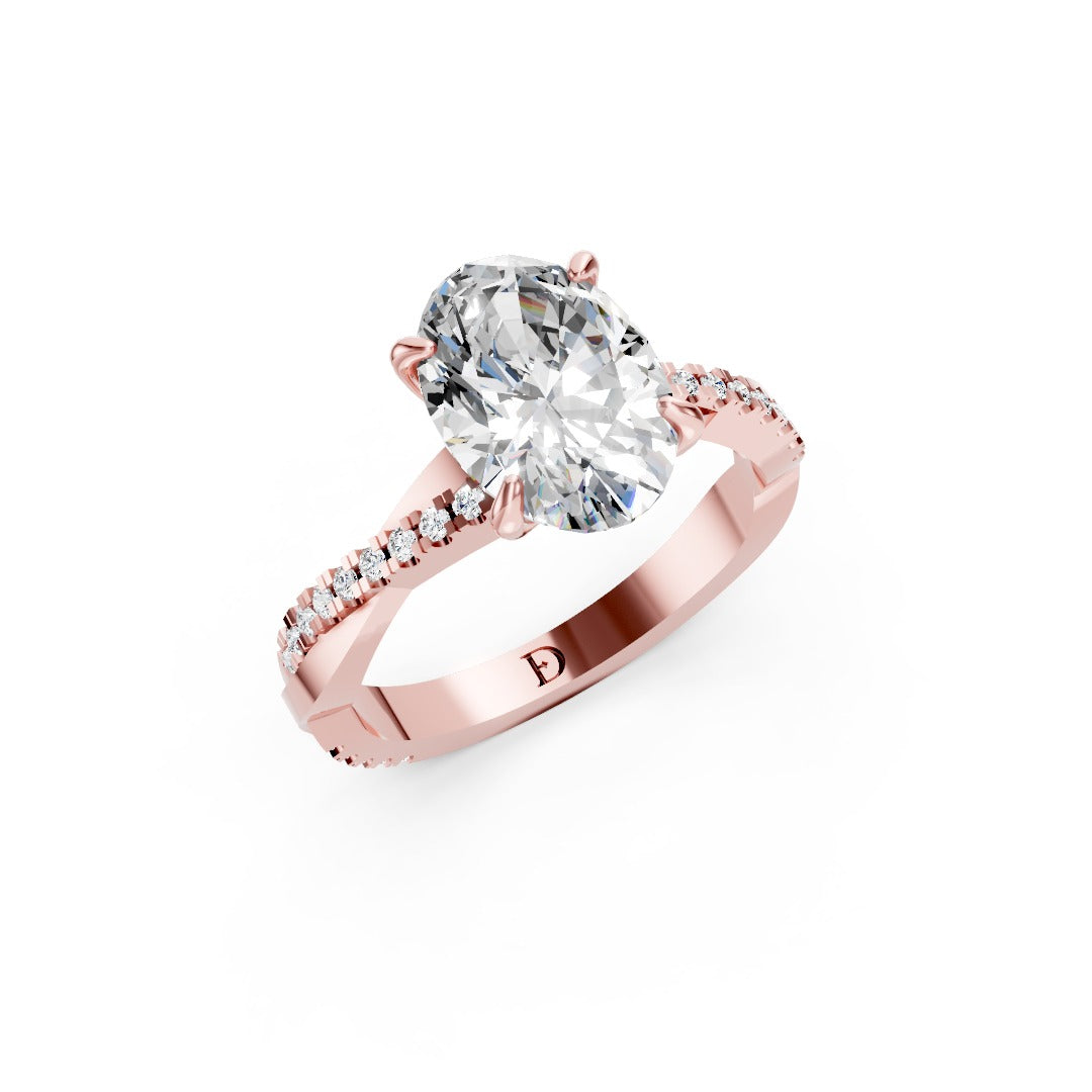 Oval Cut Diamond Twisted Anniversary Ring With Pave Band