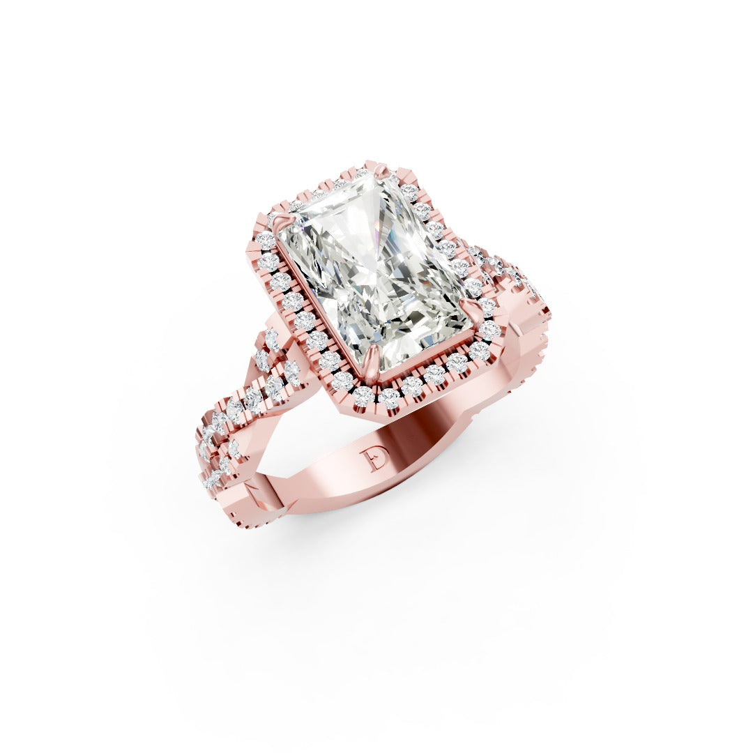Radiant Cut Diamond Halo with Twisted Pave Ring