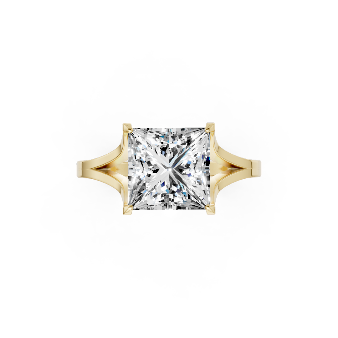 Princess Cut Minimalist Split Shank Ring
