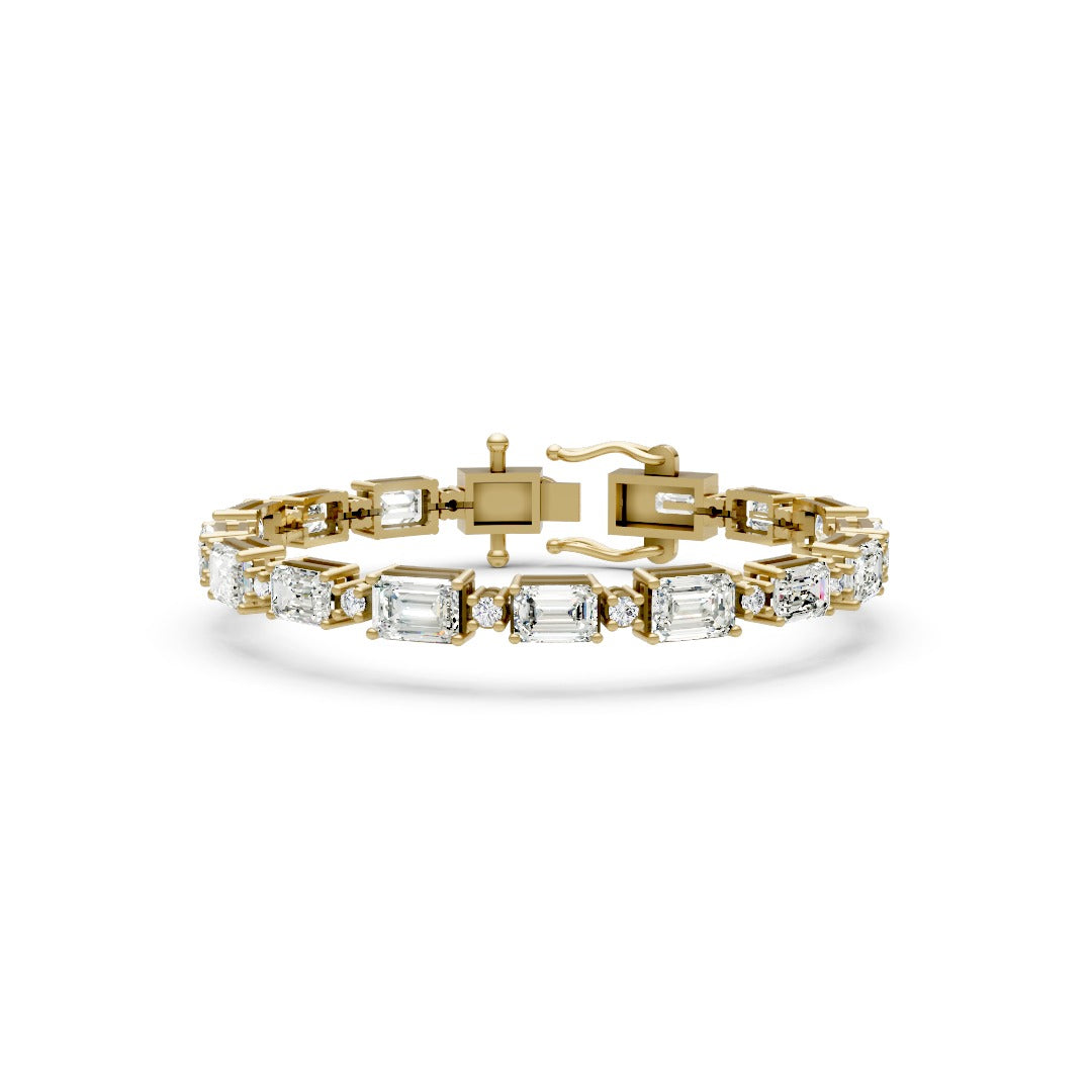 Luxury Emerald & Round Cut Lab Grown Diamond Bracelet