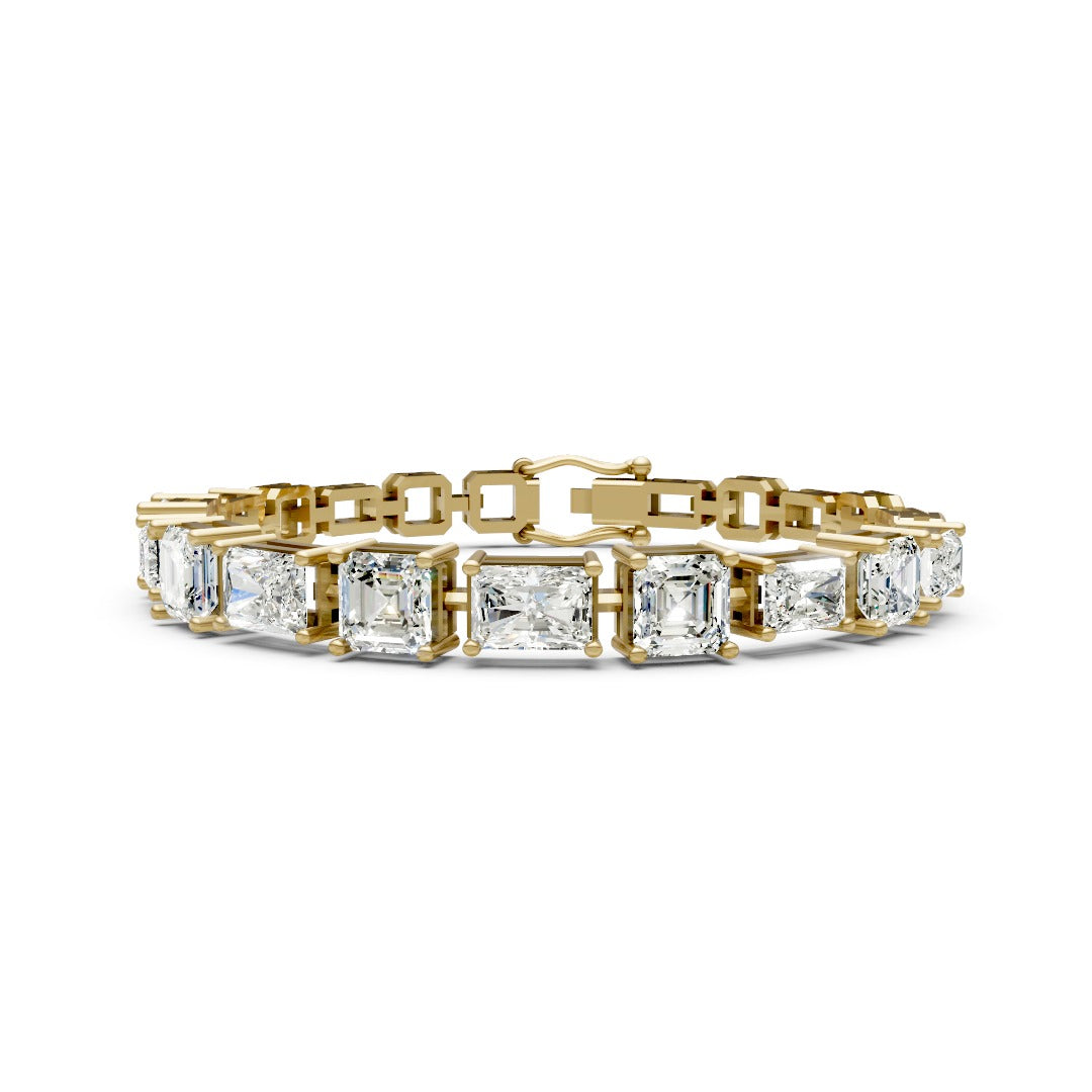 Radiant & Asscher Cut Lab Diamond Prong Seeting Tennis Bracelet