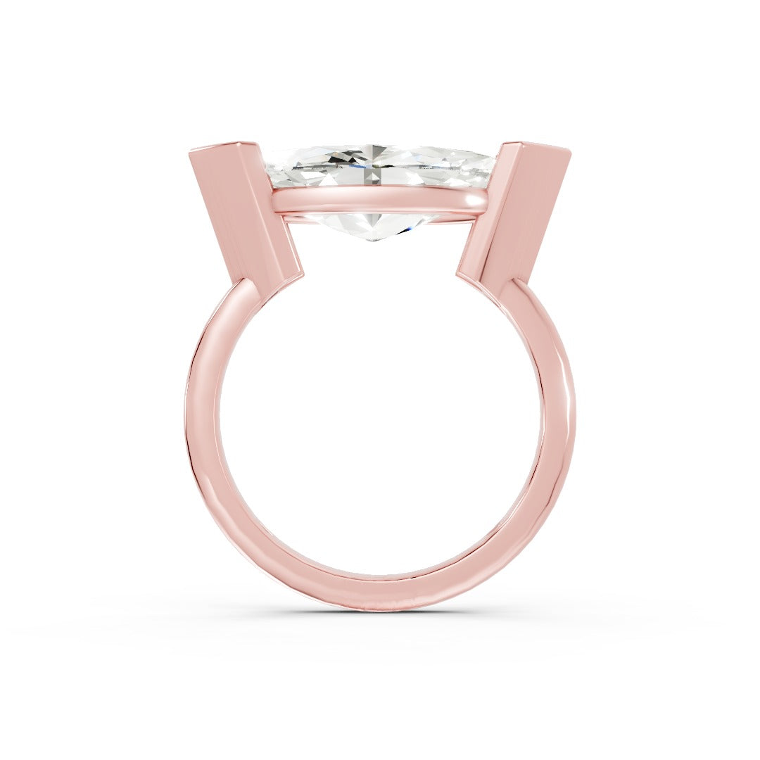 Vertical Marquise Bezel One Diamond Ring