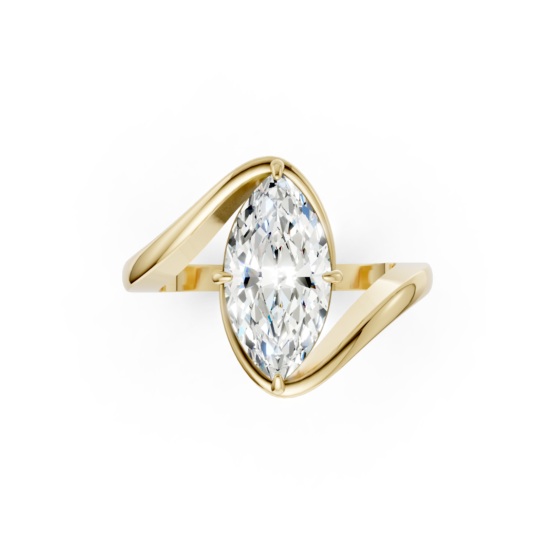 Marquise Diamond Bypass Shank Ring