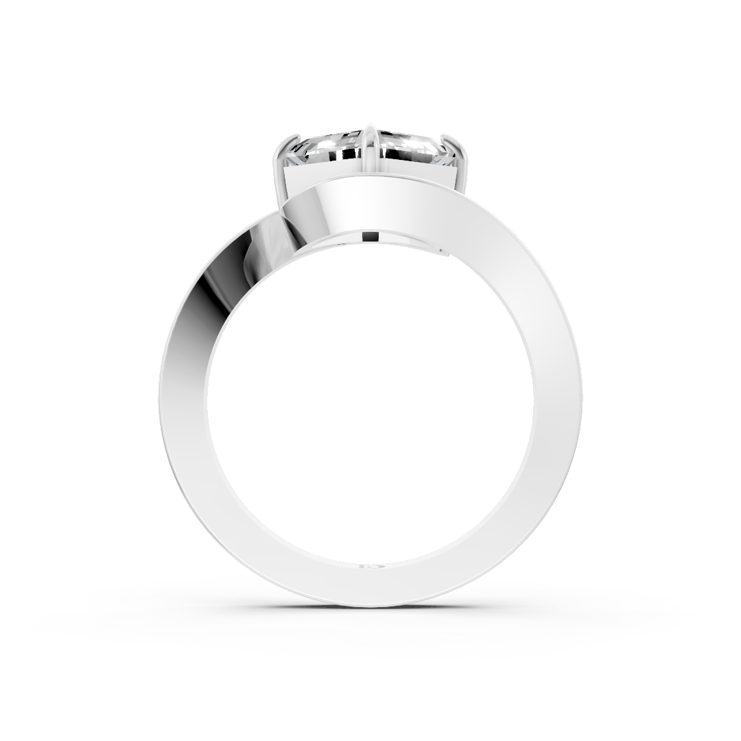 Asscher Diamond Bypass Shank Ring