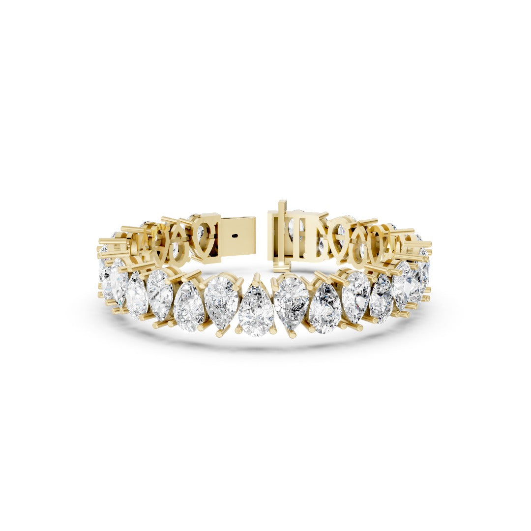 Pear Cut Lab Grown Diamond Prong Settings Tennis Bracelet