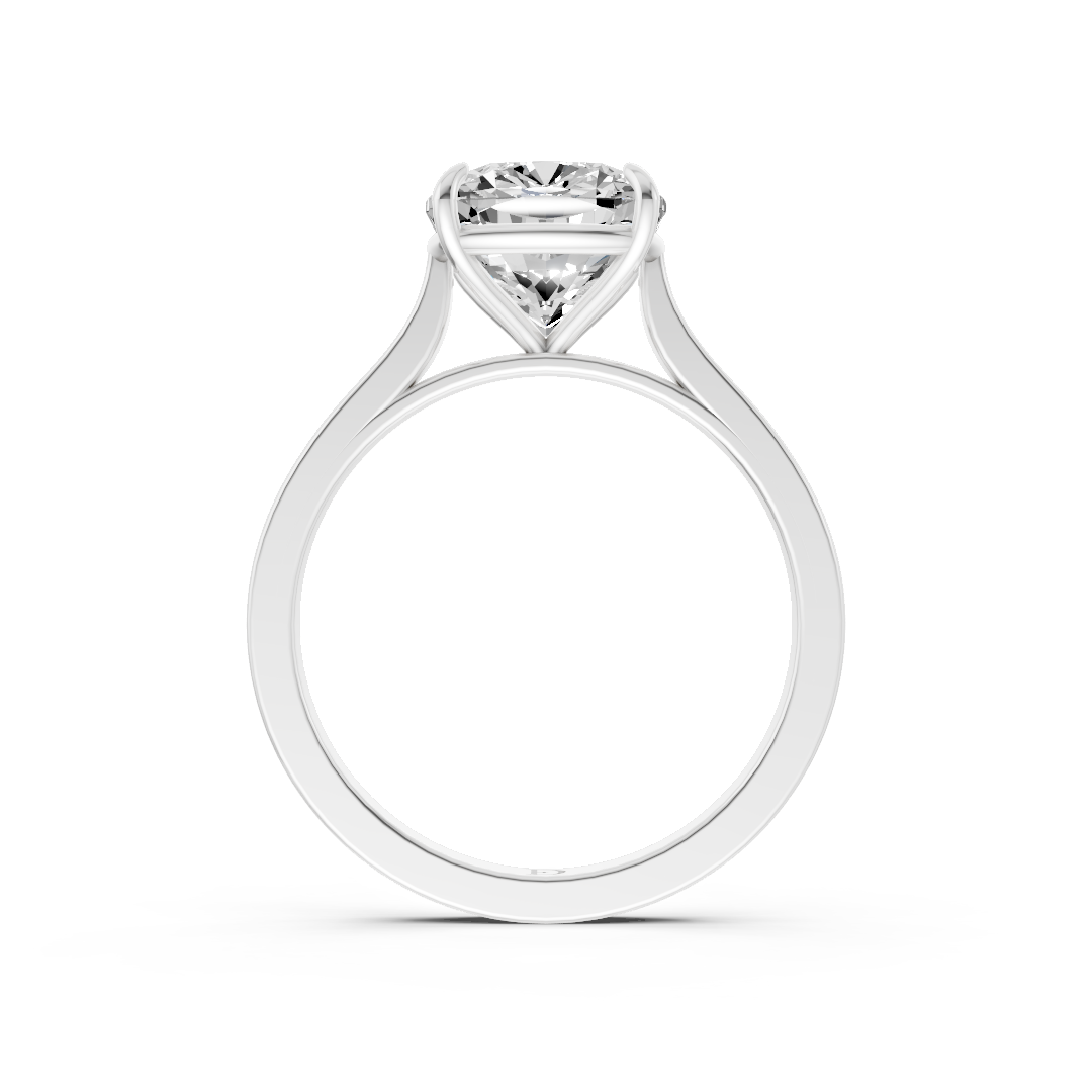 Cushion Solitaire Cathedral Shank Ring