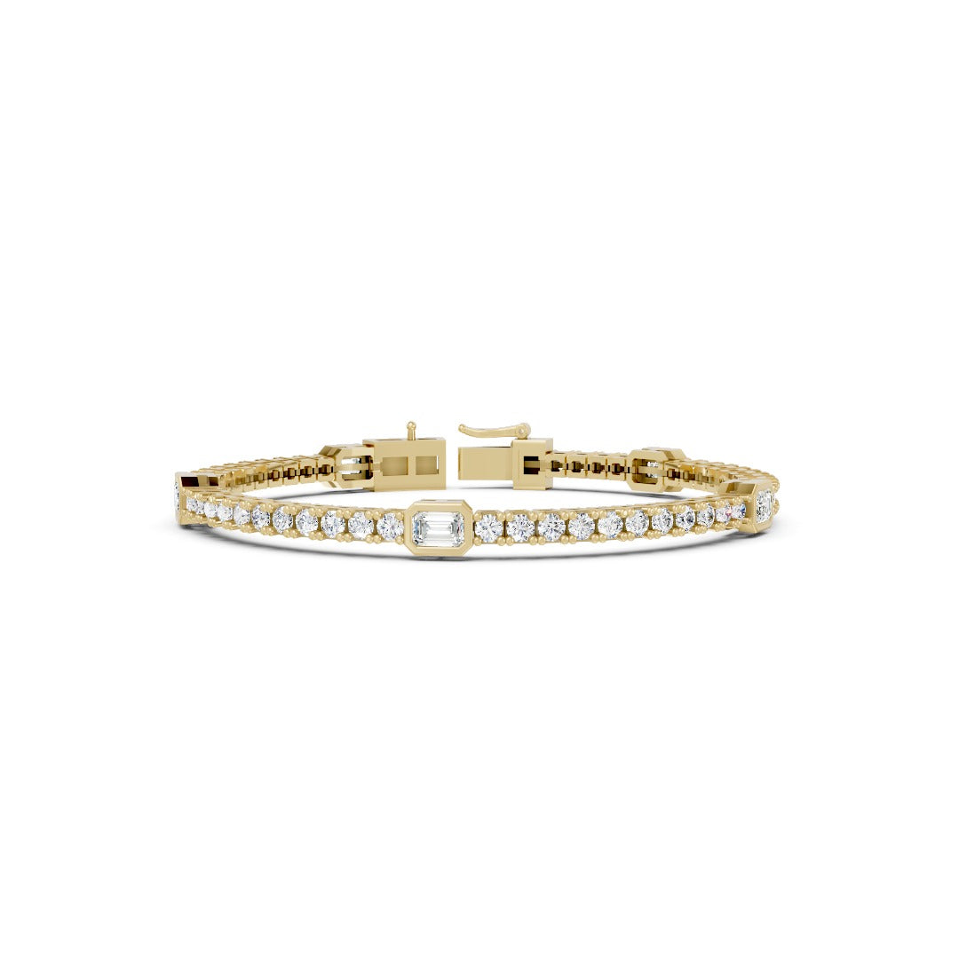 Emerald & Round Cut Lab Diamond Tennis Bracelet