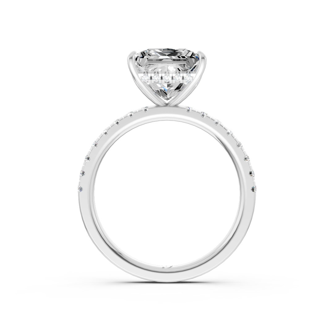 Princess Cut Hidden Halo Pave Set Ring
