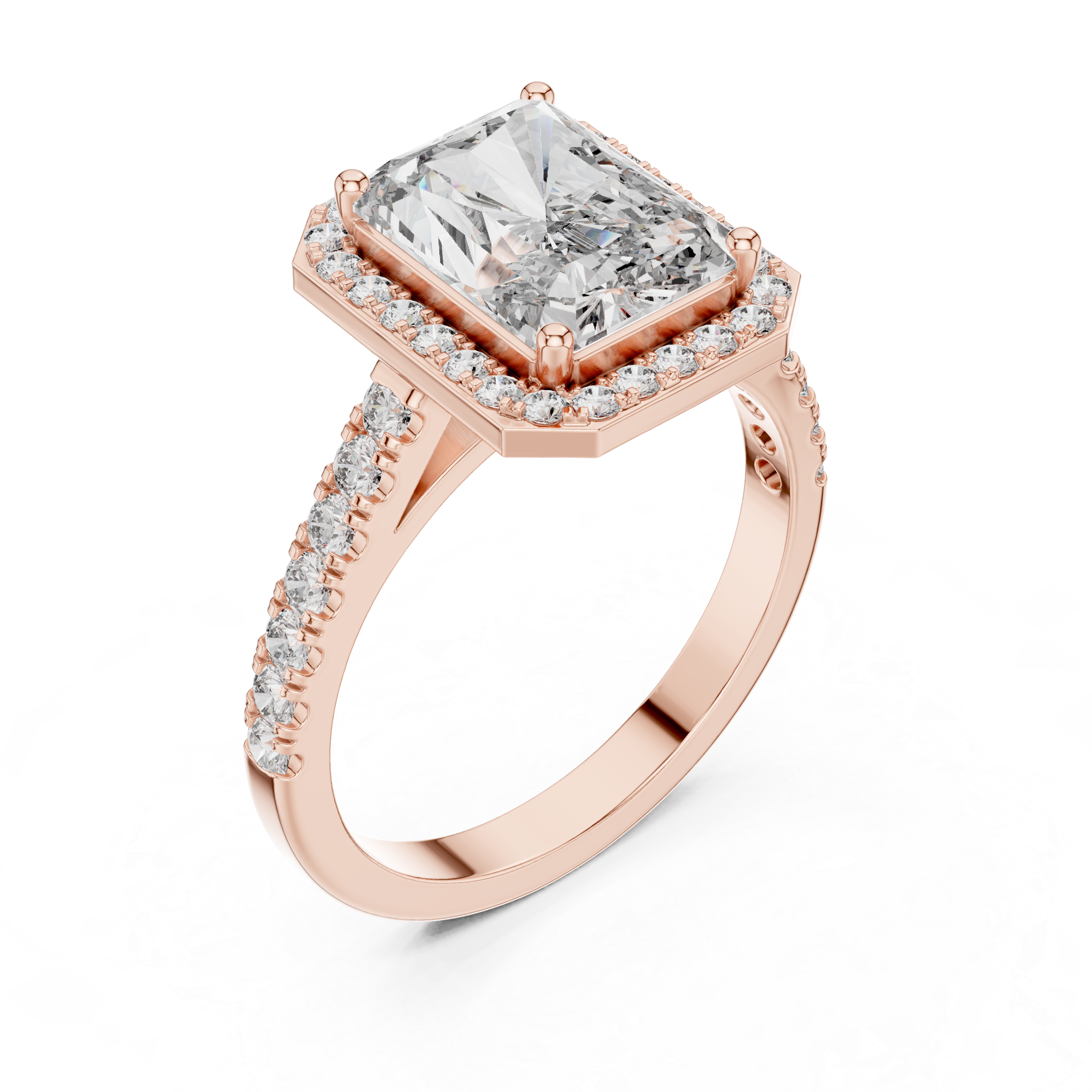 Radiant Diamond Halo Engagement Ring