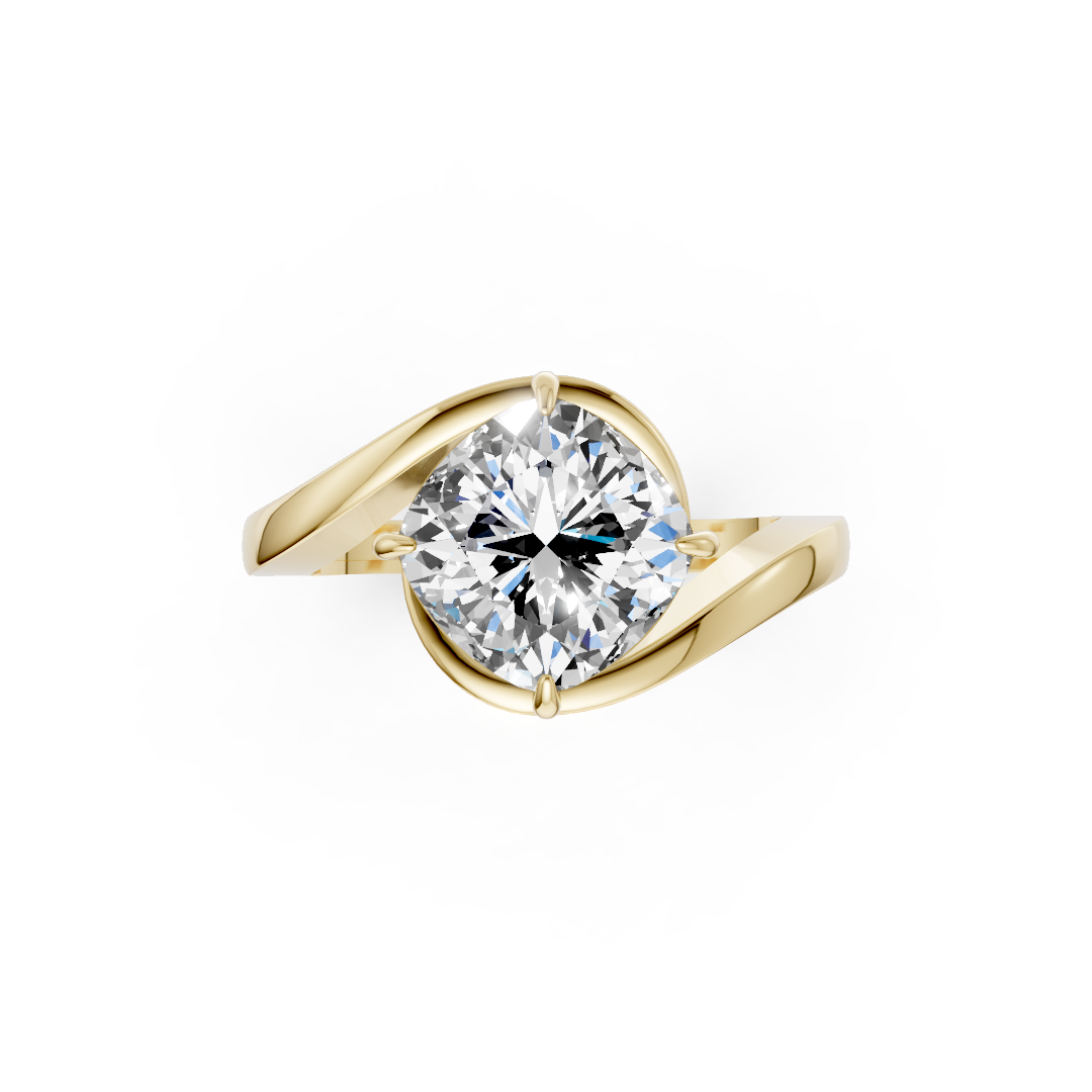 Cushion Diamond Bypass Shank Ring
