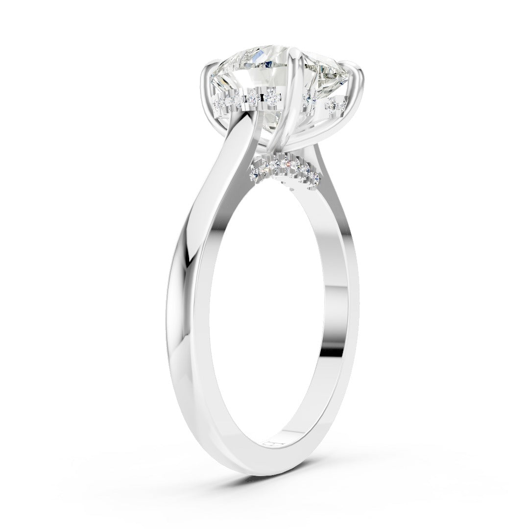 Heart Diamond Solitaire With Under-Halo & Bridge Accents