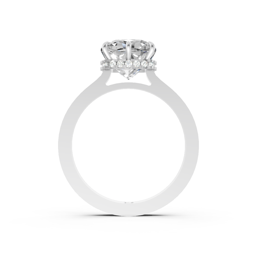 Cushion Solitaire Diamond Hidden Halo Ring
