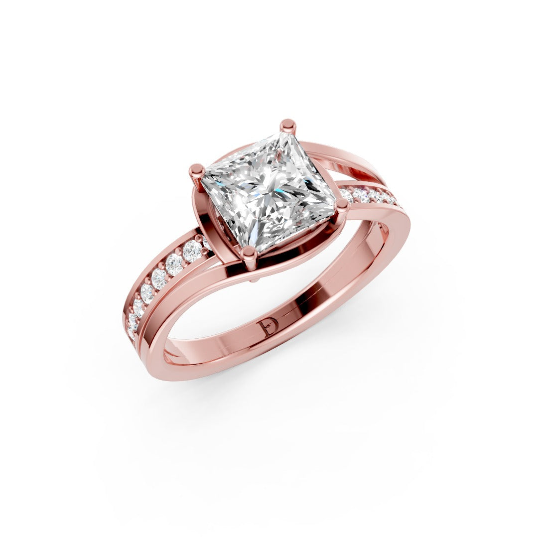 Princess Accented Bypass Lab Diamond Engagement Ring