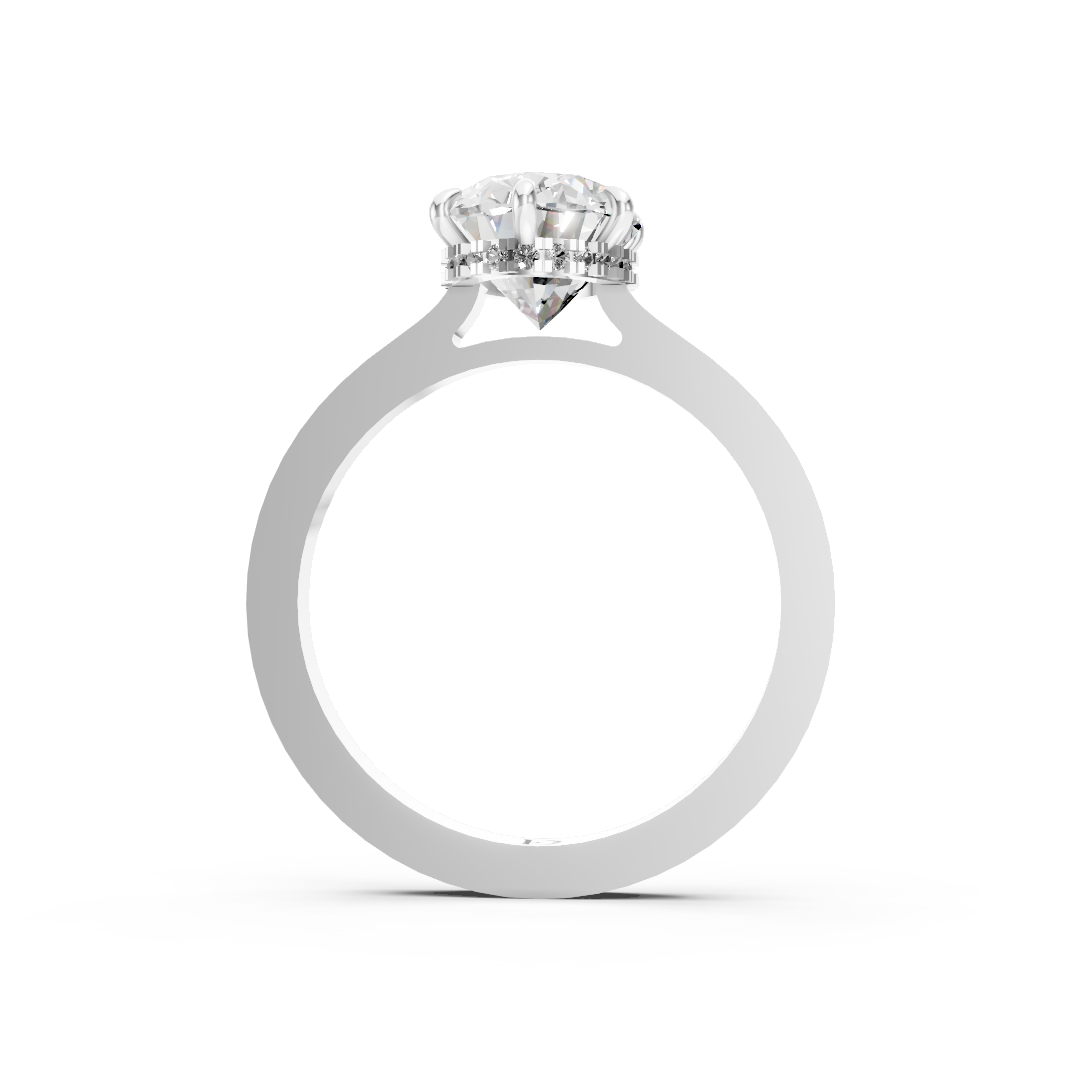 Oval Solitaire Diamond Hidden Halo Ring