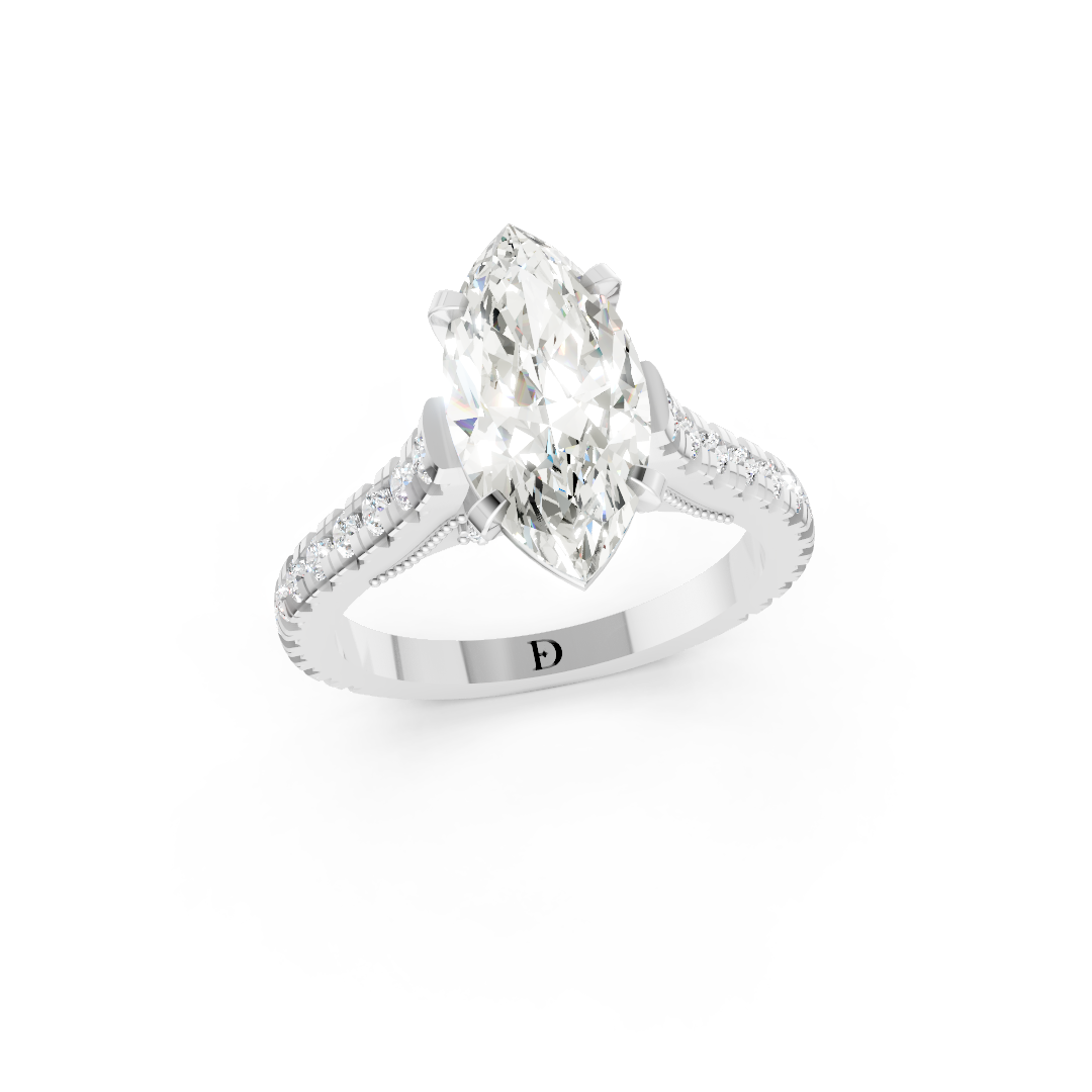 Marquise Diamond Graduation Set Engagement Ring