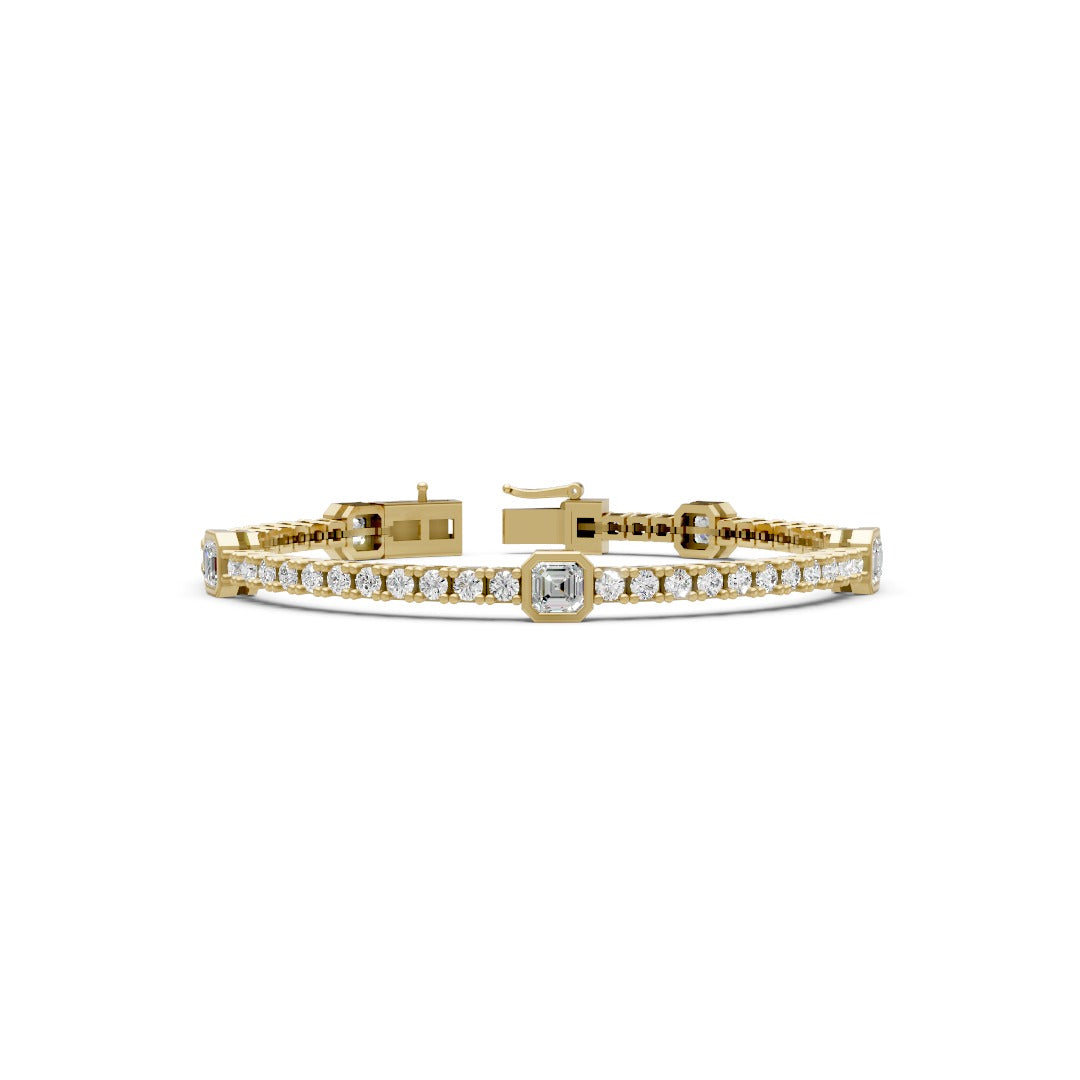 Asscher & Round Cut Lab Diamond Tennis Bracelet