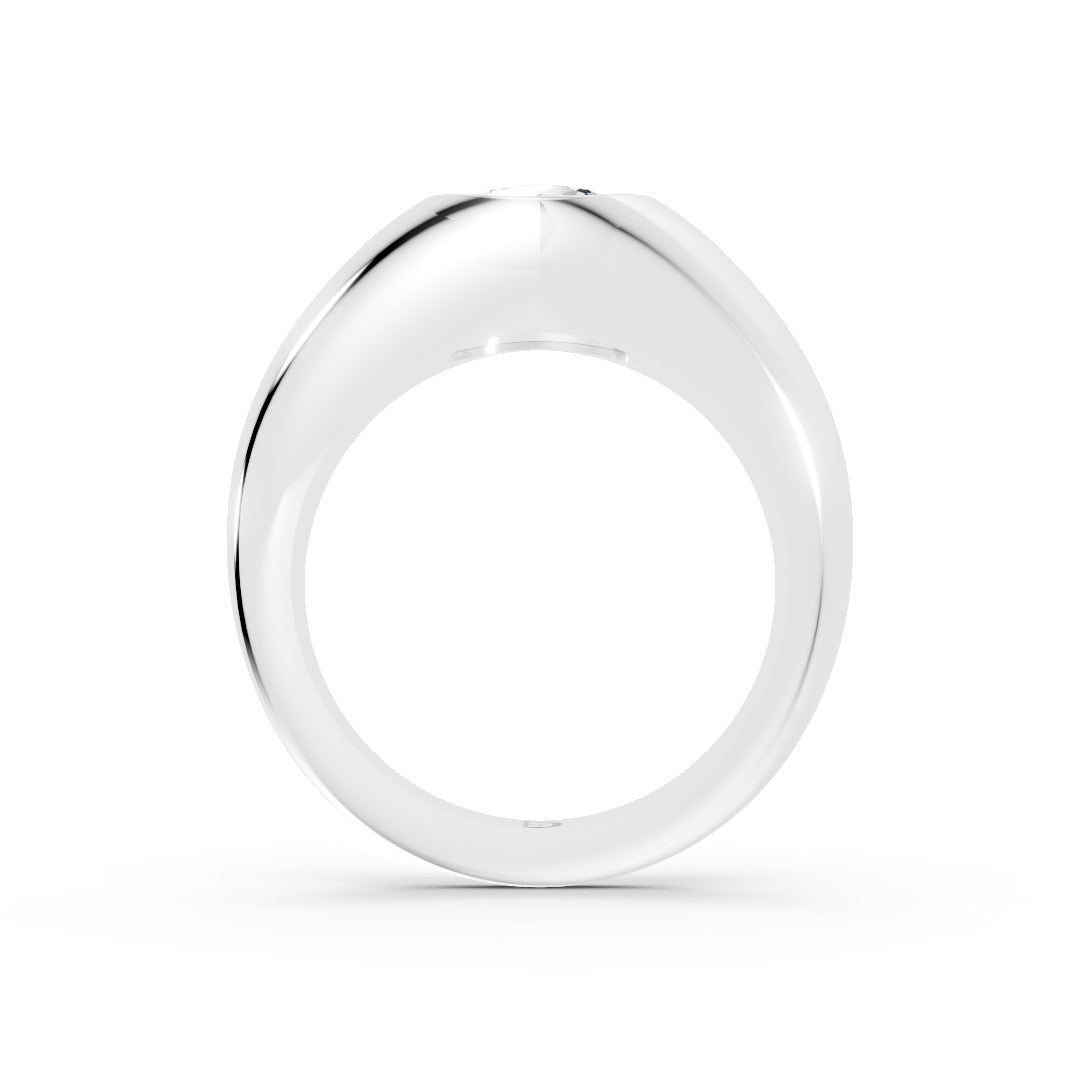 Bezel-Set Round Diamond Ring with Tapered Shank