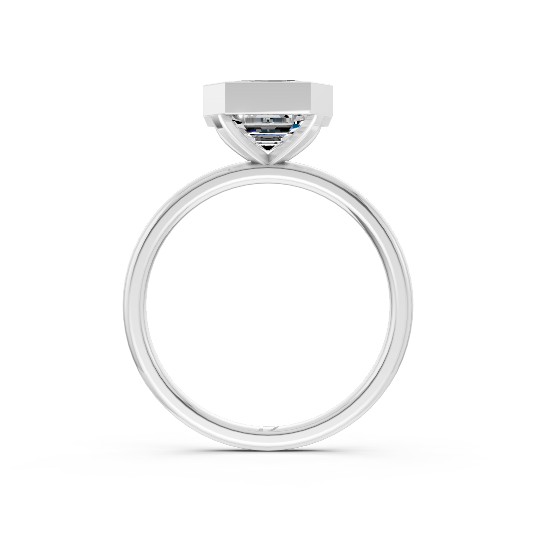 Asscher Solitaire Bezel Ring
