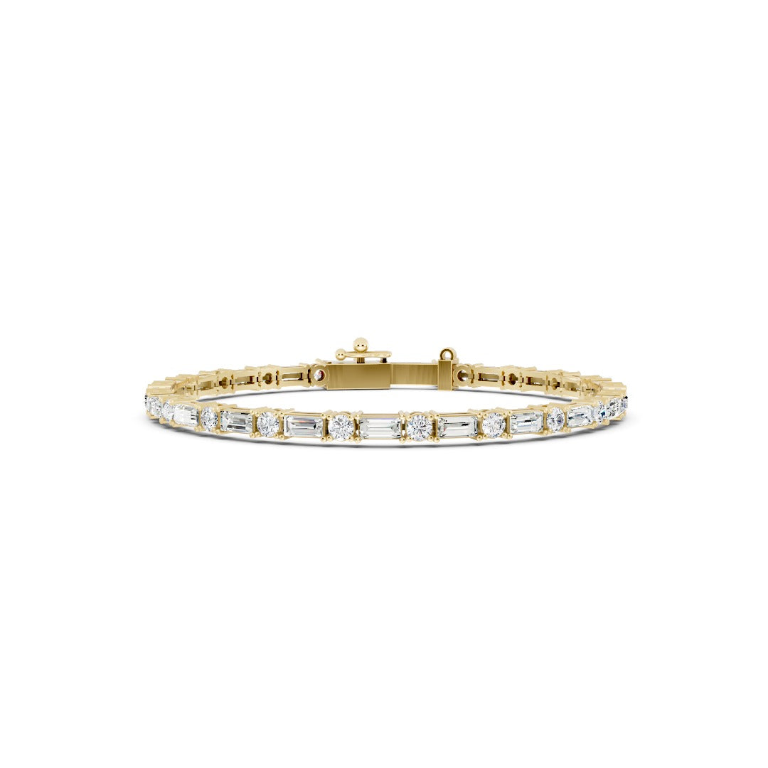 Radiant & Round Cut Lab Diamond Prong Seeting Tennis Bracelet
