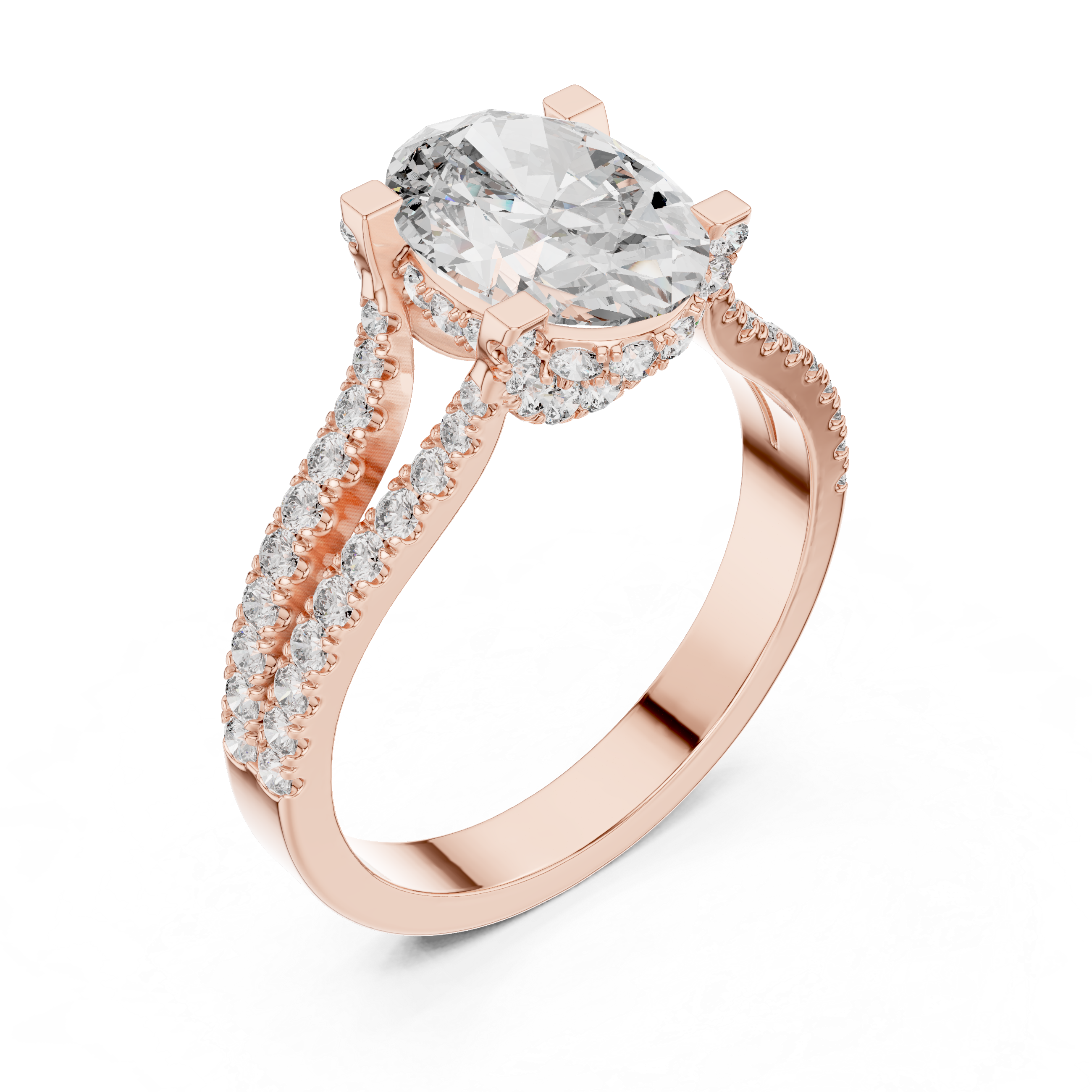 Oval Cut Split Shank Pave Anniversary Ring