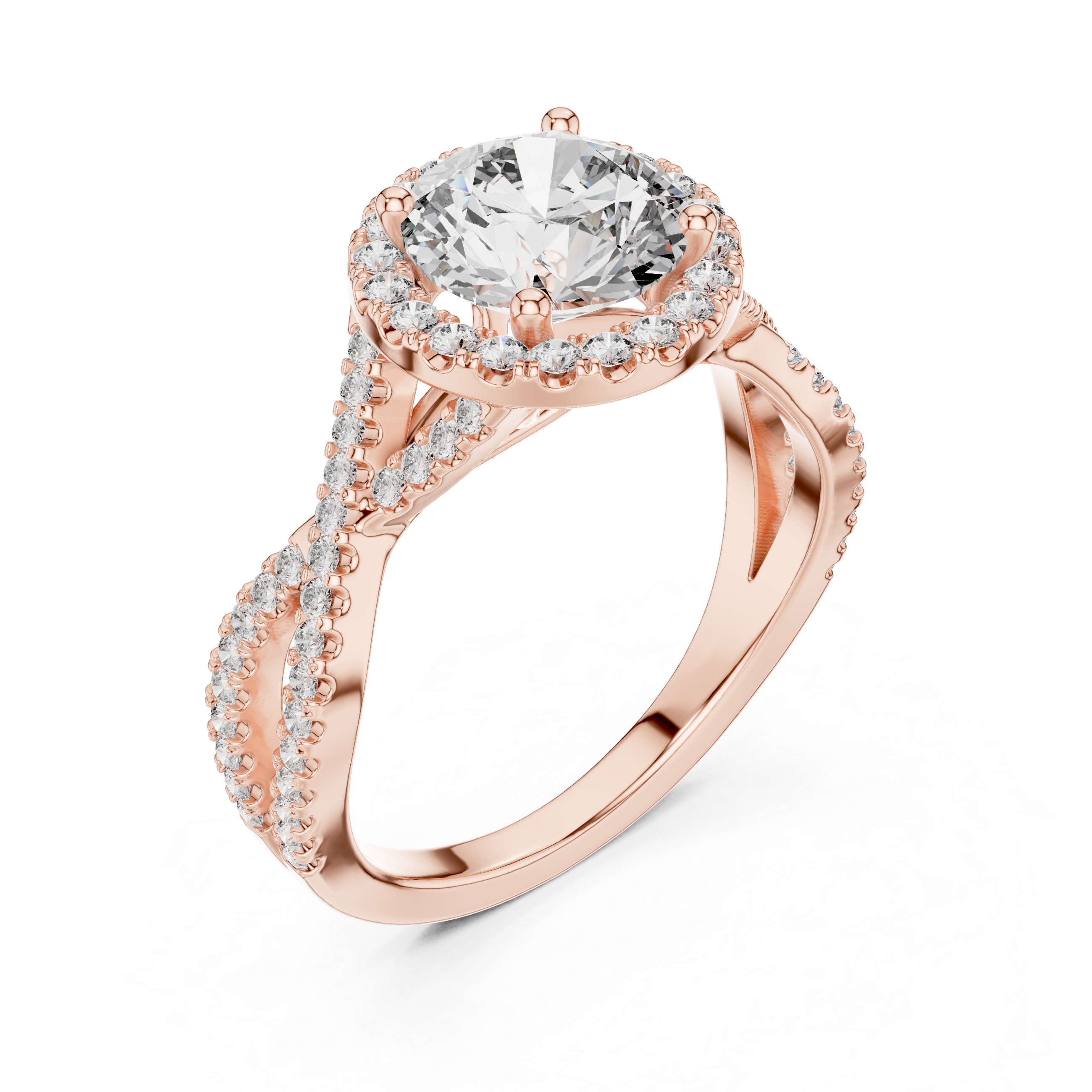 Round Twisted Pave Diamond Ring