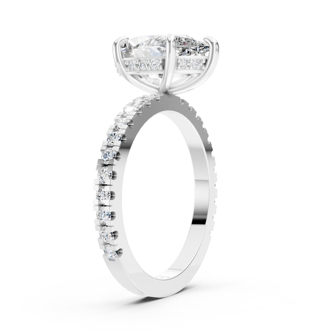 Pear Diamond With Under-Halo Settings Ring