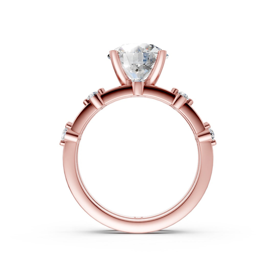 Round Cut Lab Diamond Bridal Ring Set