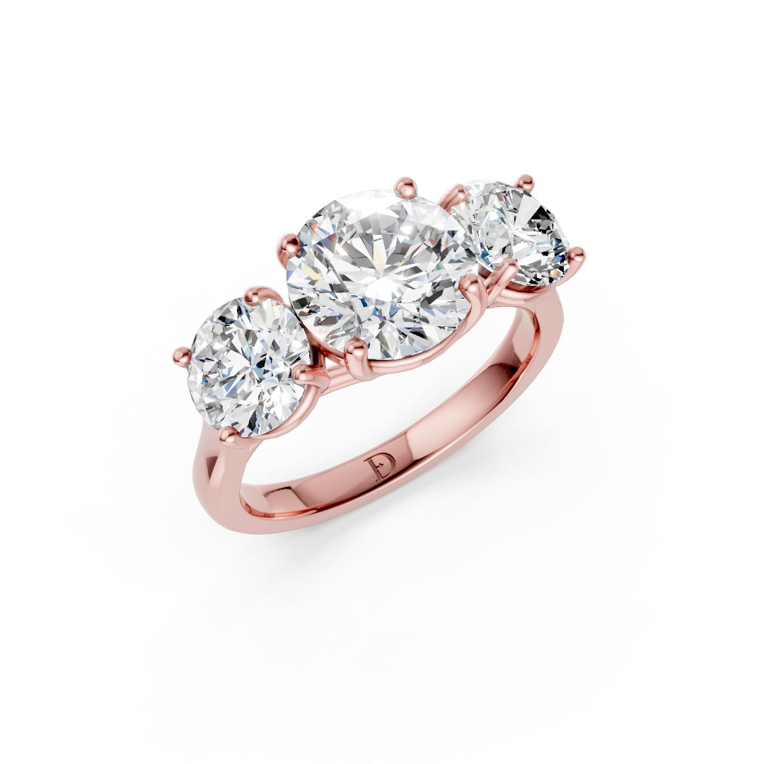 Past Present Future Trilogy Round Cut Anniversary Ring