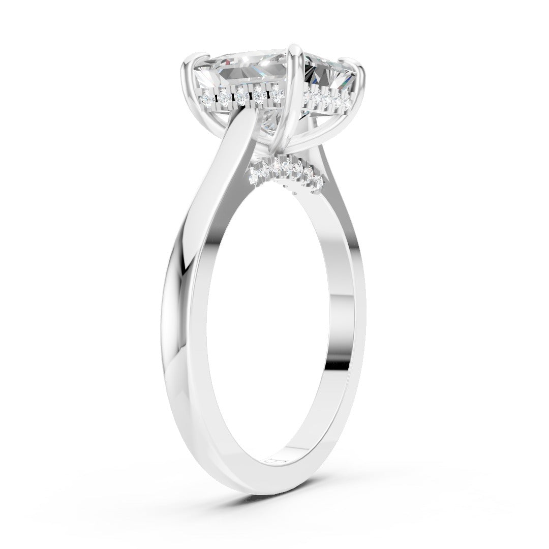 Princess Diamond Solitaire With Under-Halo & Bridge Accents