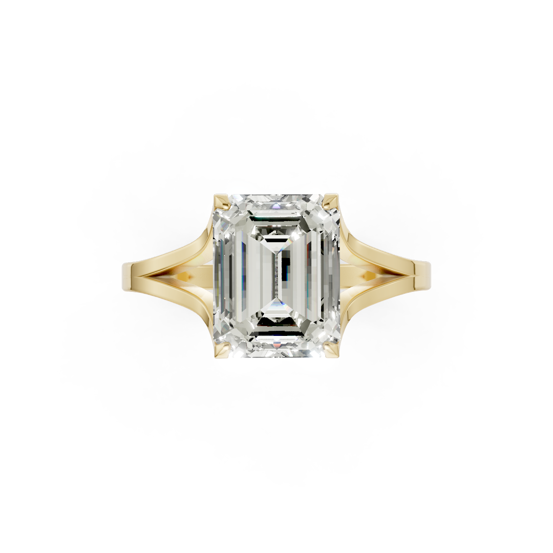 Emerald Cut Minimalist Split Shank Ring