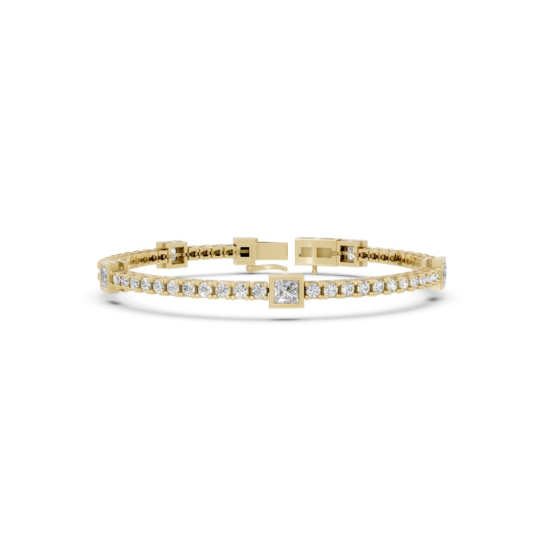 Square Princess & Round Cut Lab Diamond Tennis Bracelet