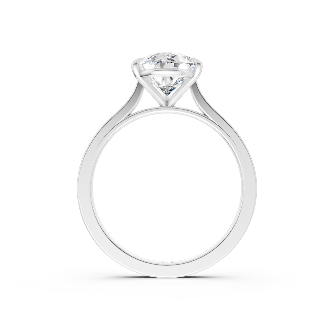 Pear Solitaire Cathedral Shank Ring