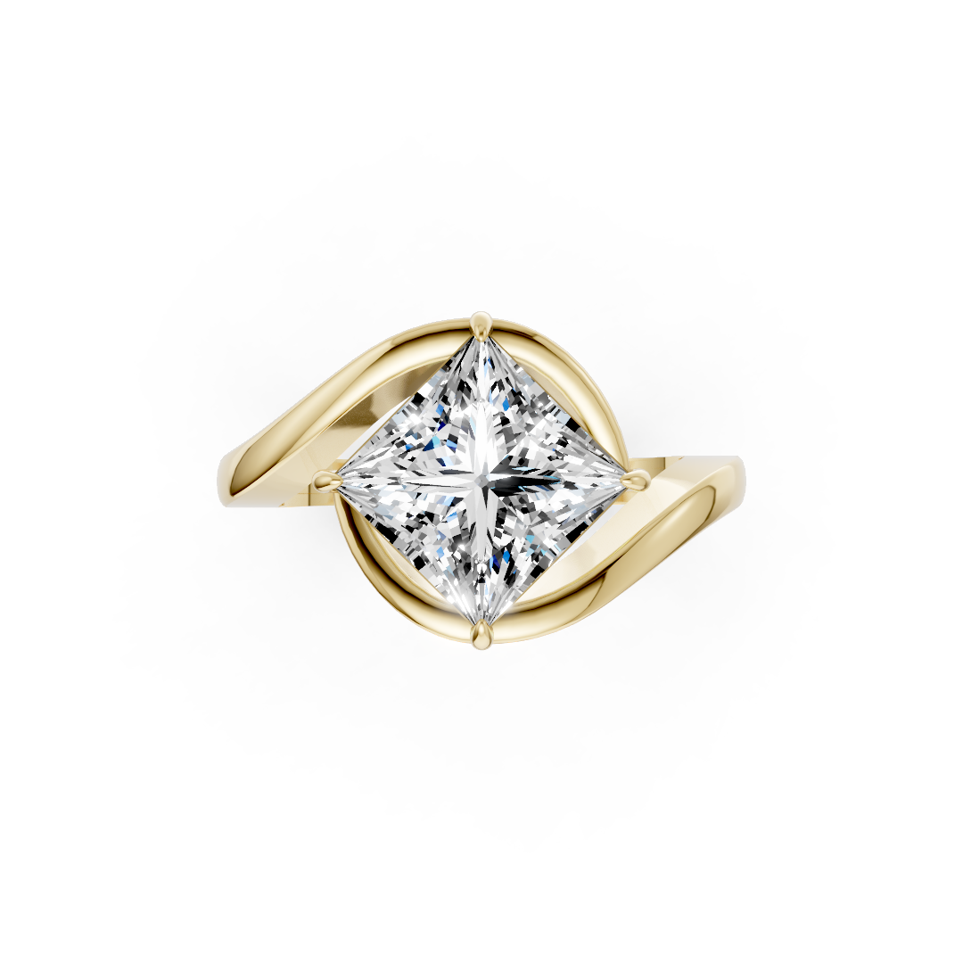 Princess Diamond Bypass Shank Ring