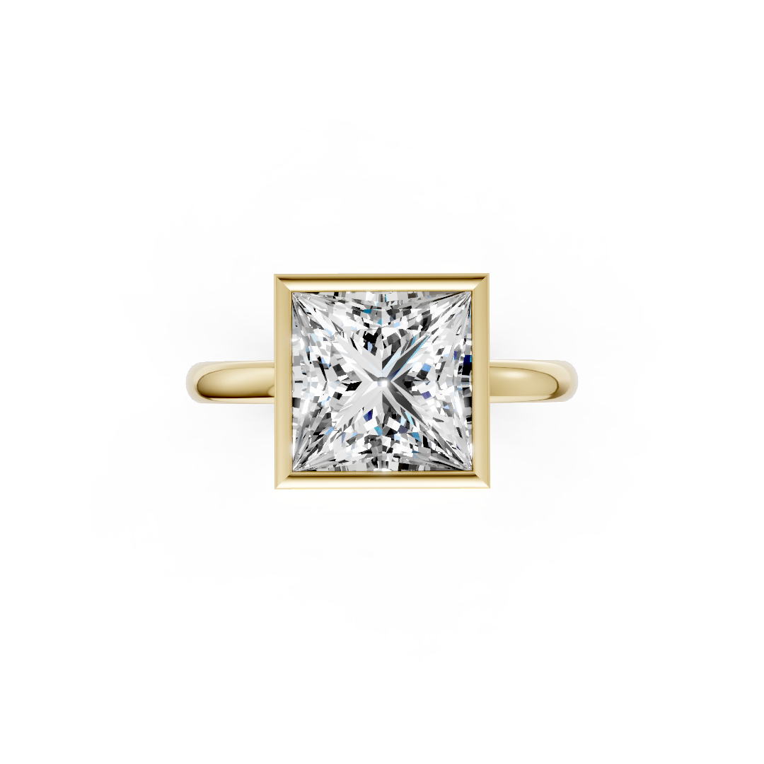 Princess Solitaire Bezel Ring