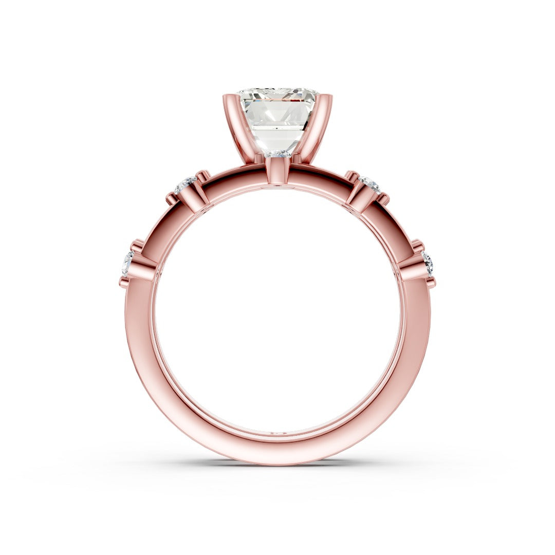 Cushion Cut Lab Diamond Bridal Ring Set