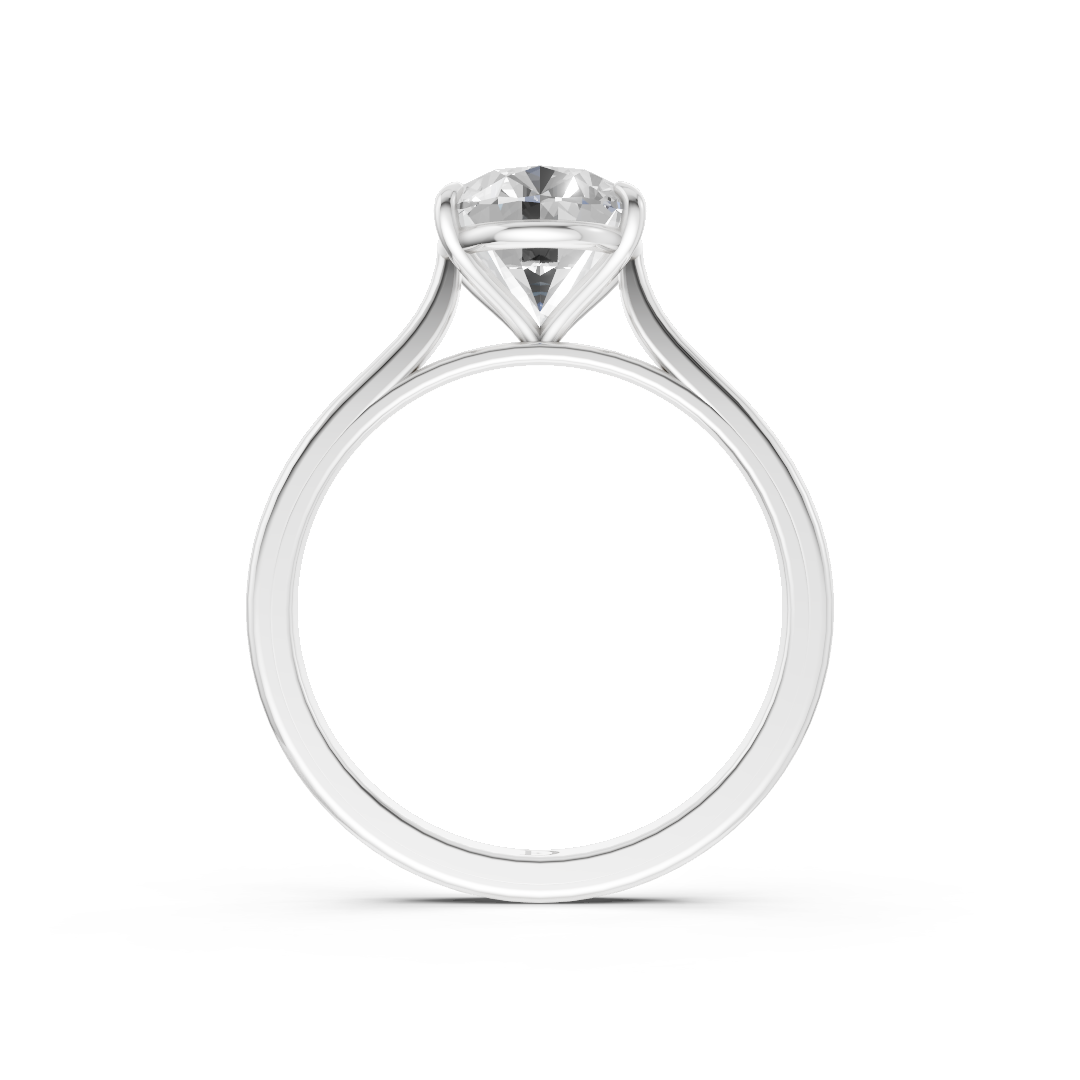 Oval Solitaire Cathedral Shank Ring