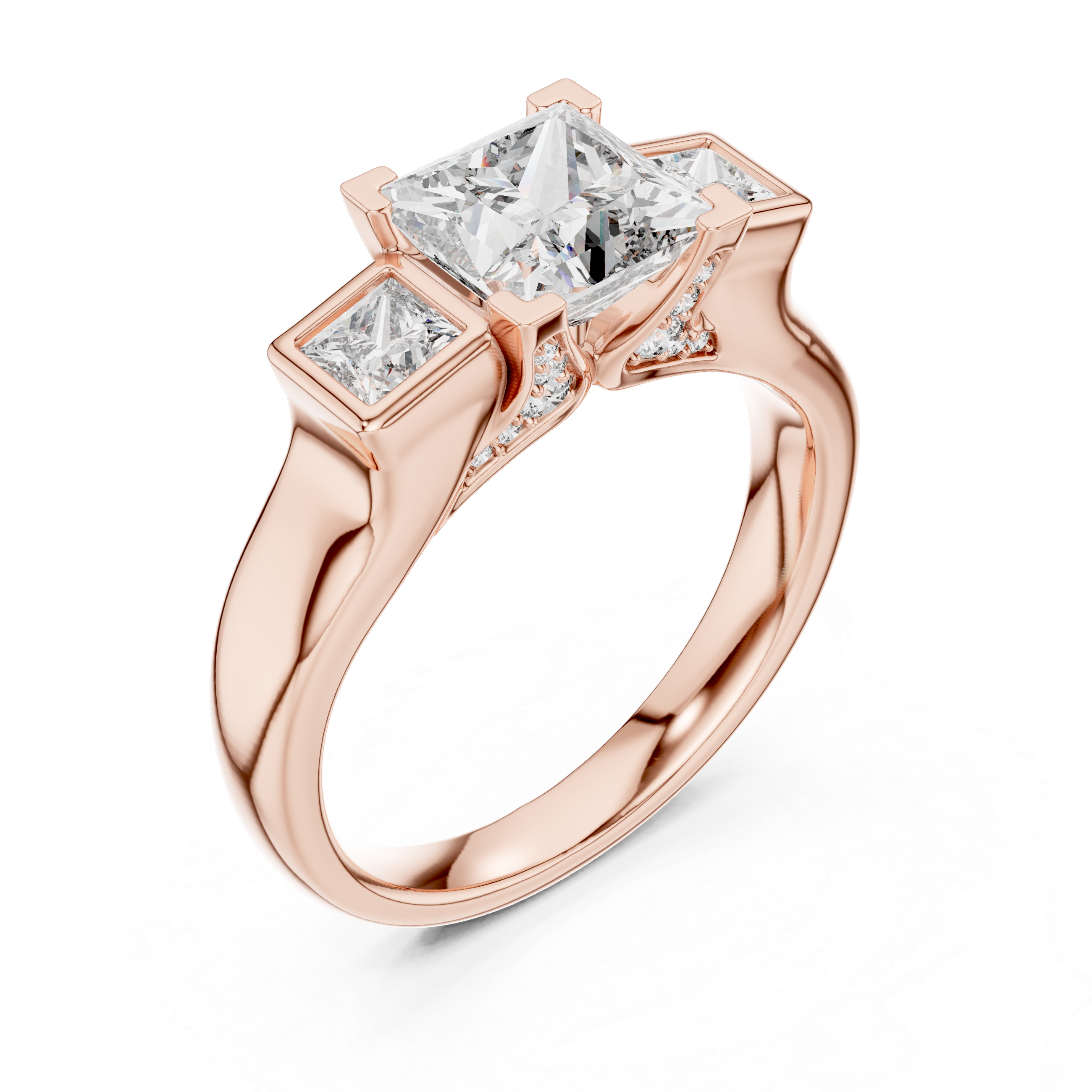 Three Stone Princess Cut Diamond Ring