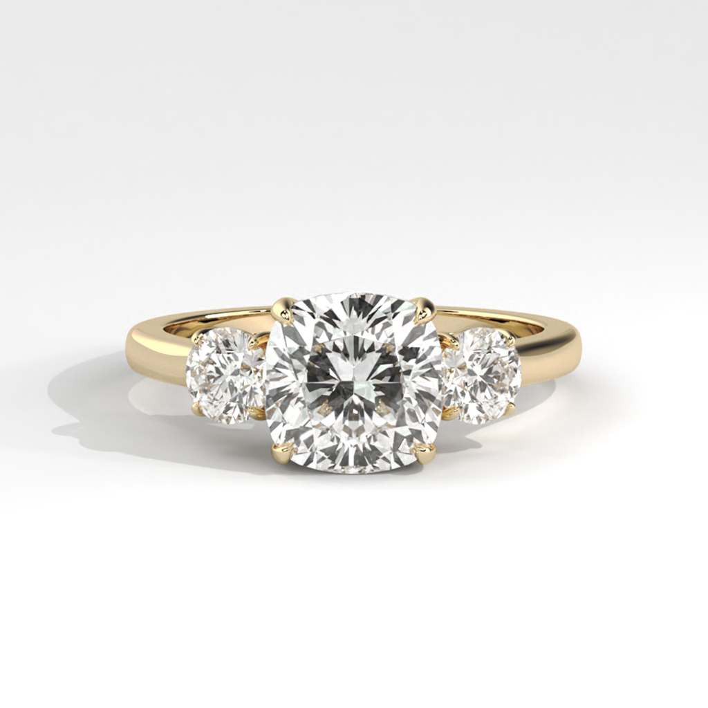 Lab Grown Cushion Diamond Three Stone Ring