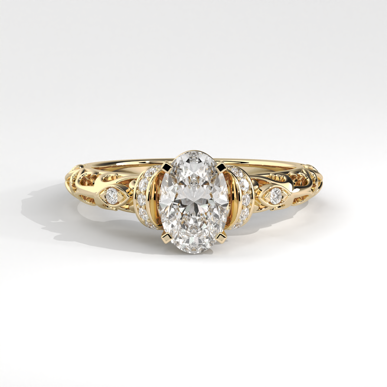 Filigree Oval Diamond Engagement Ring