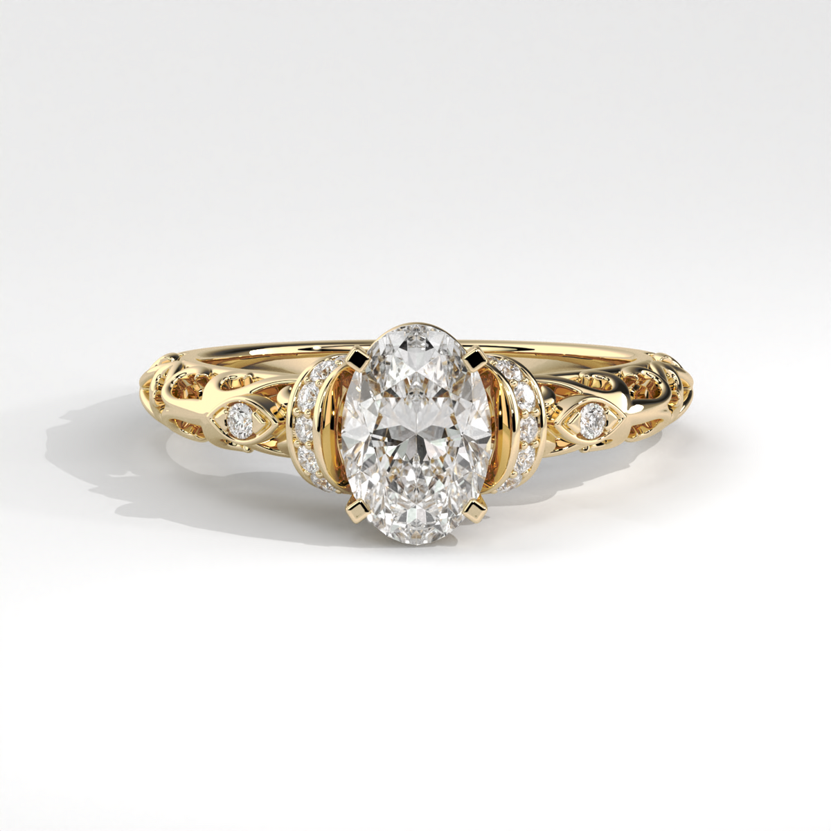 Filigree Oval Diamond Engagement Ring