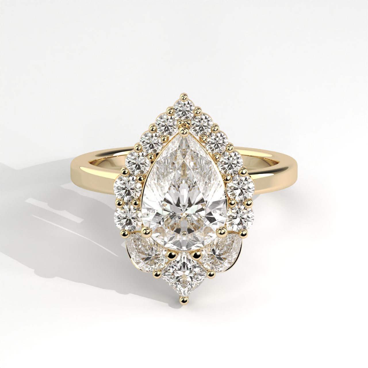 Classic Pear Cut Halo Diamond Wedding Ring