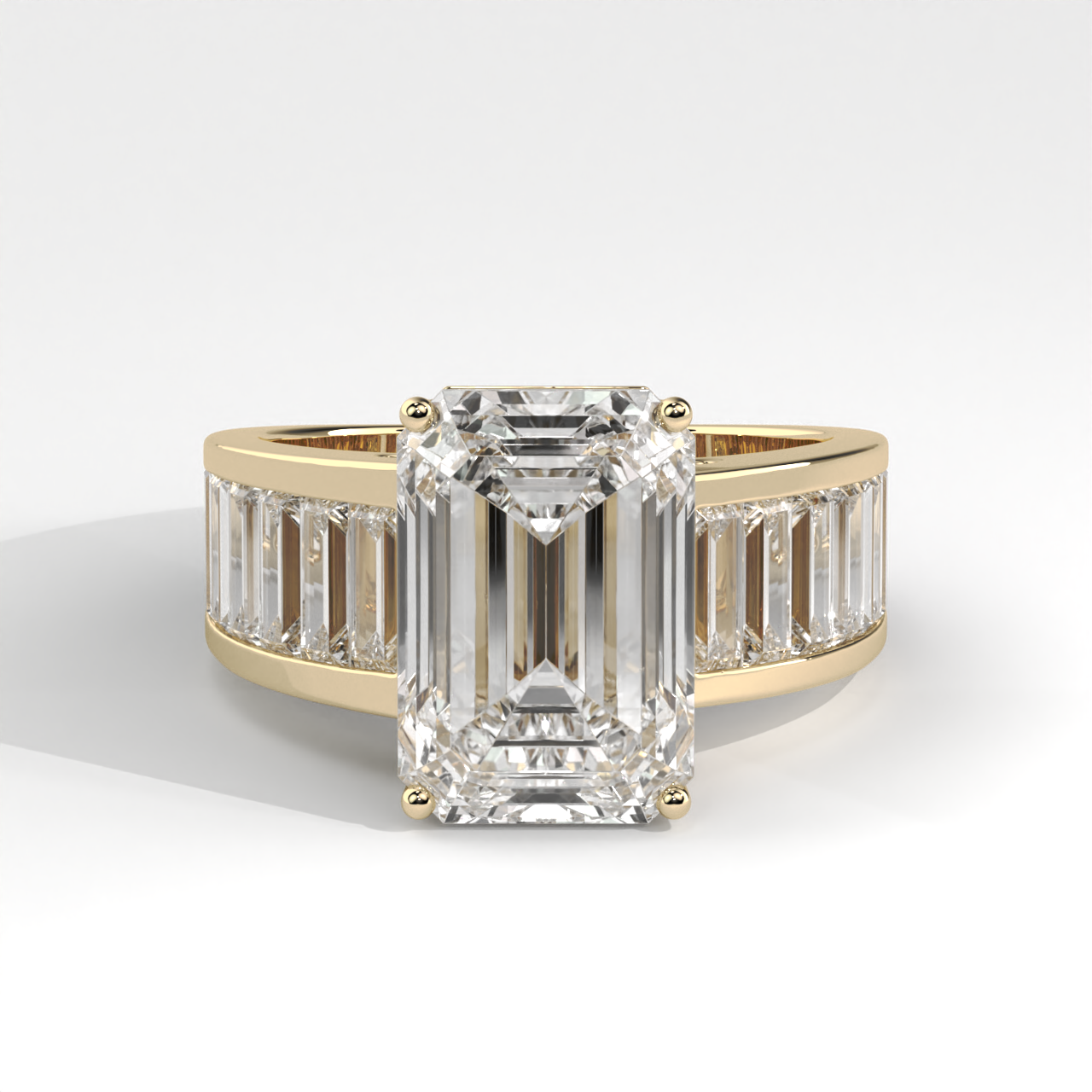 Emerald Cut Channel Set Baguette Diamond Ring