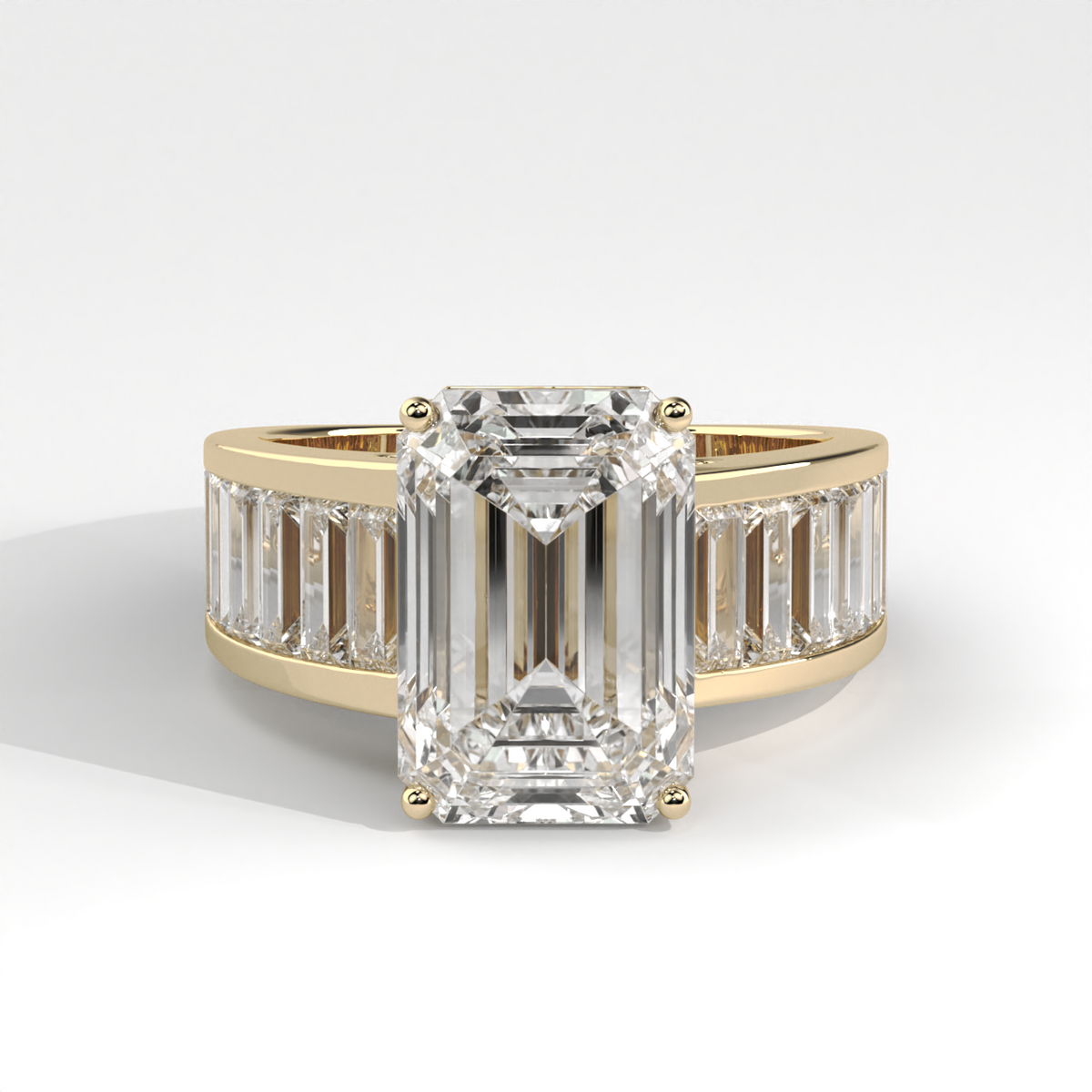 Emerald Cut Channel Set Baguette Diamond Ring