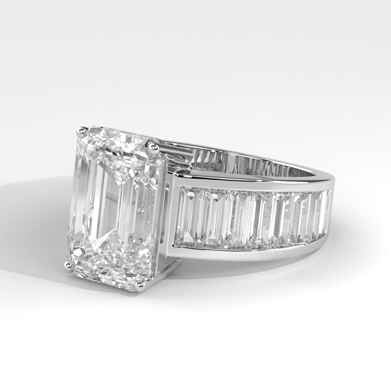 Emerald Cut Channel Set Baguette Diamond Ring