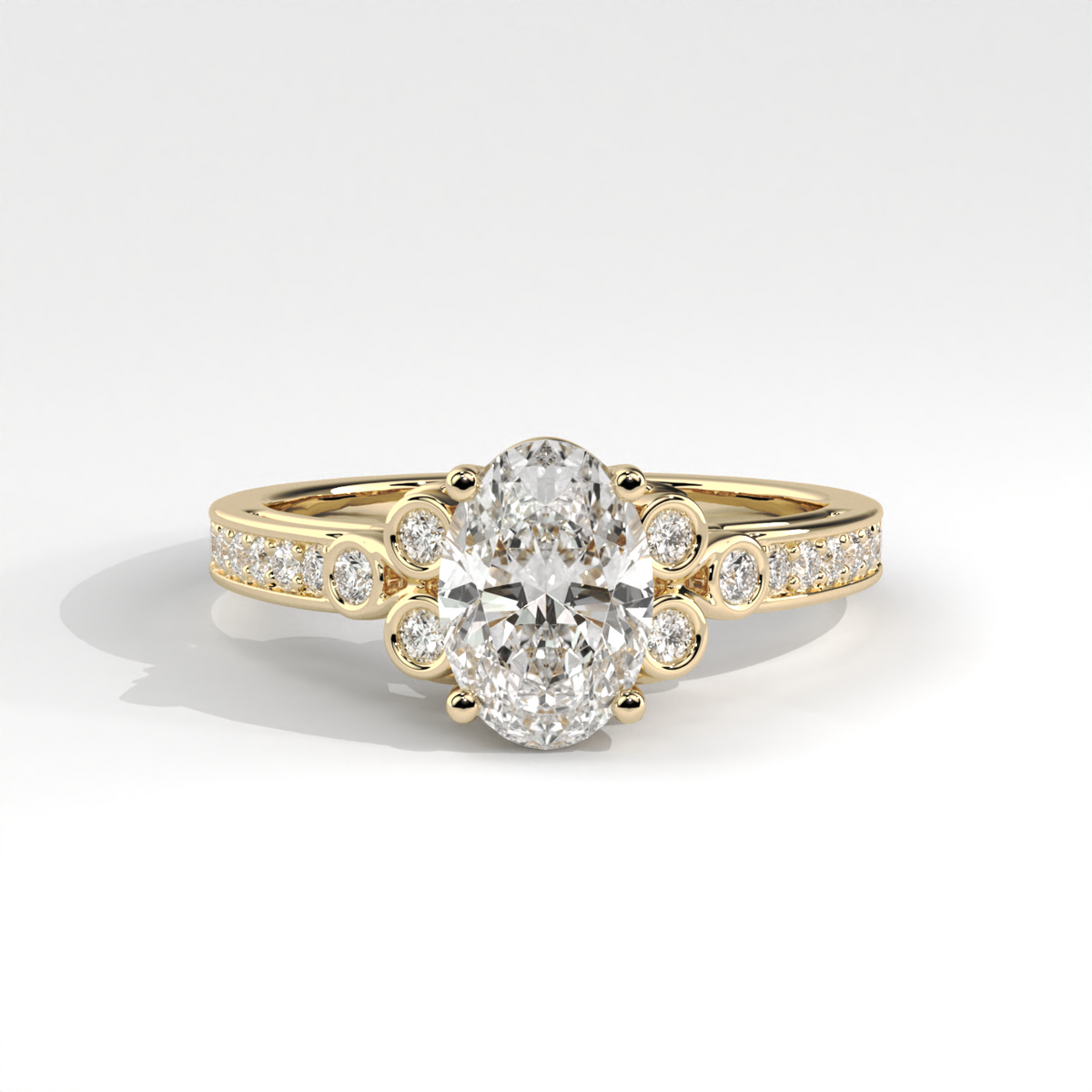 Vintage Inspired Oval Diamond Filigree Cathedral Ring
