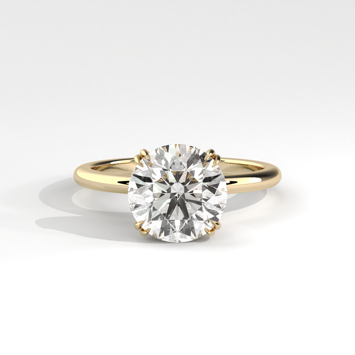 Classic Round Cut Lab Diamond Solitaire Engagement Ring with Hidden Halo