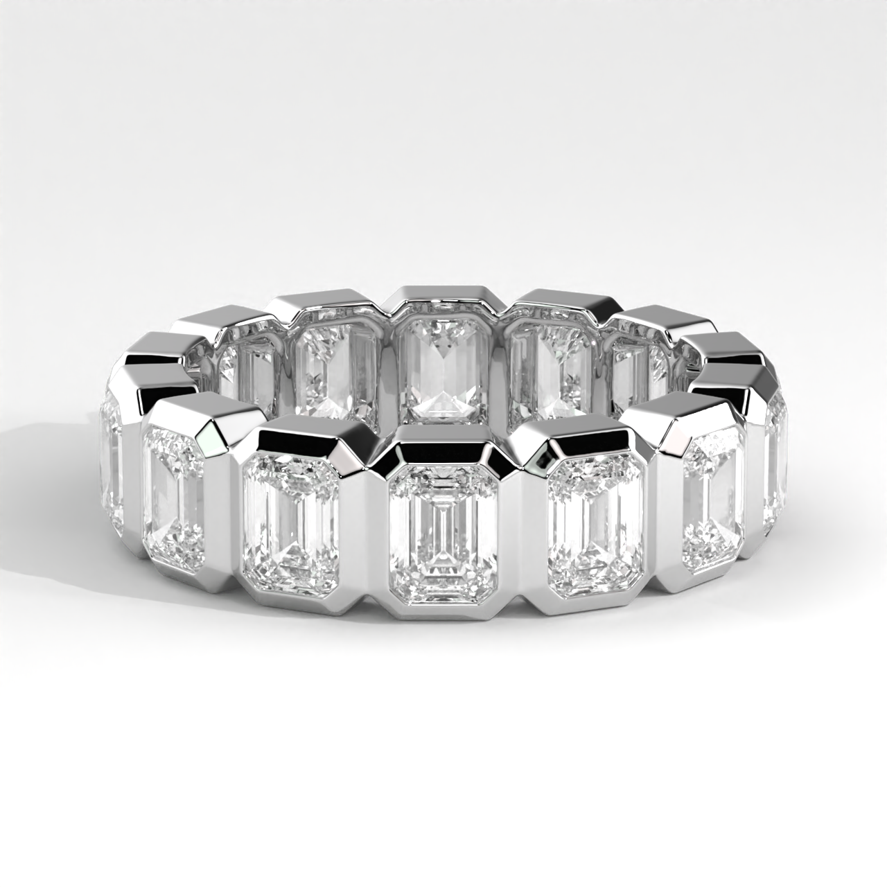 Bezel-Set Emerald Diamond Full Eternity Band
