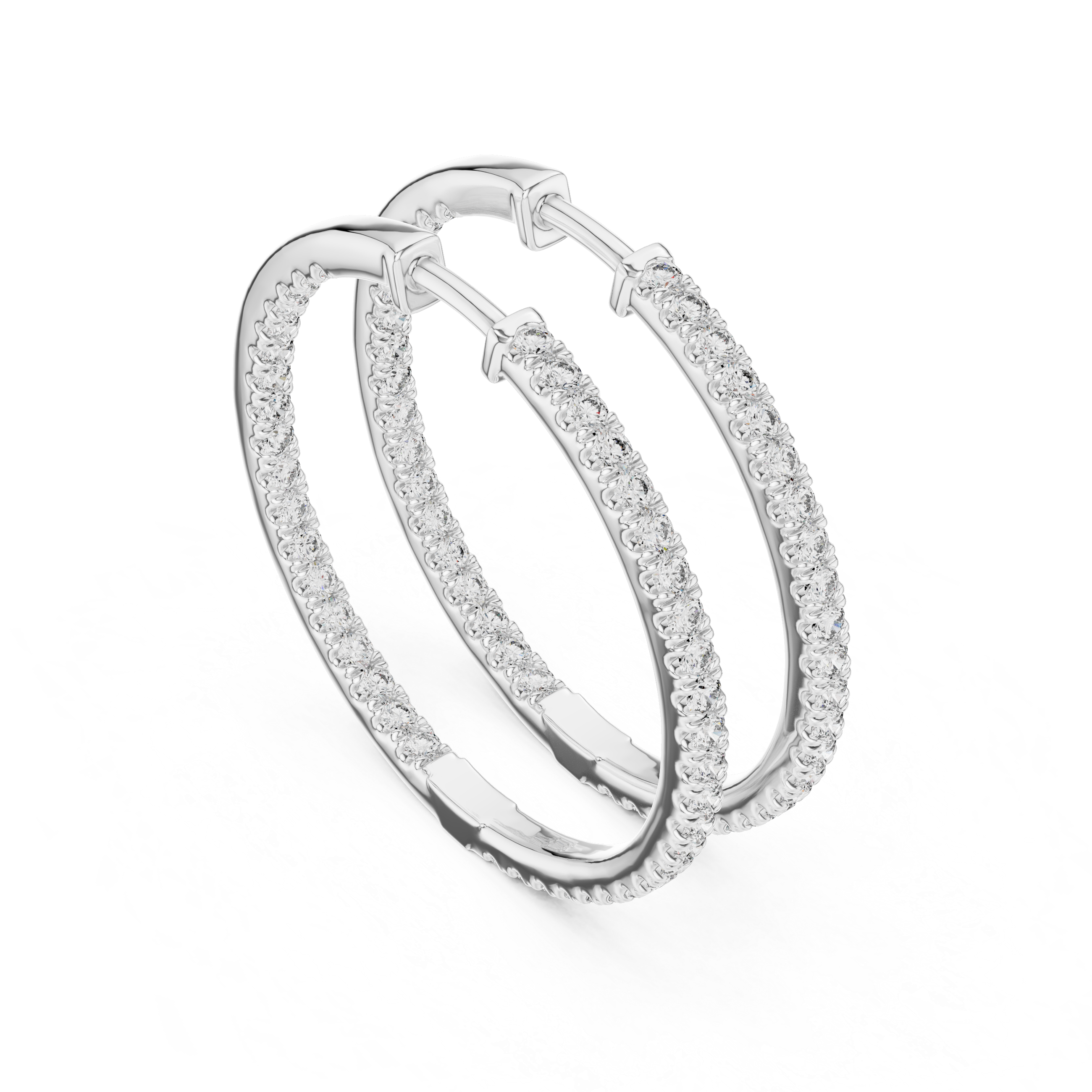 Elegant And Timeless Inside out Diamond Hoop Earrings